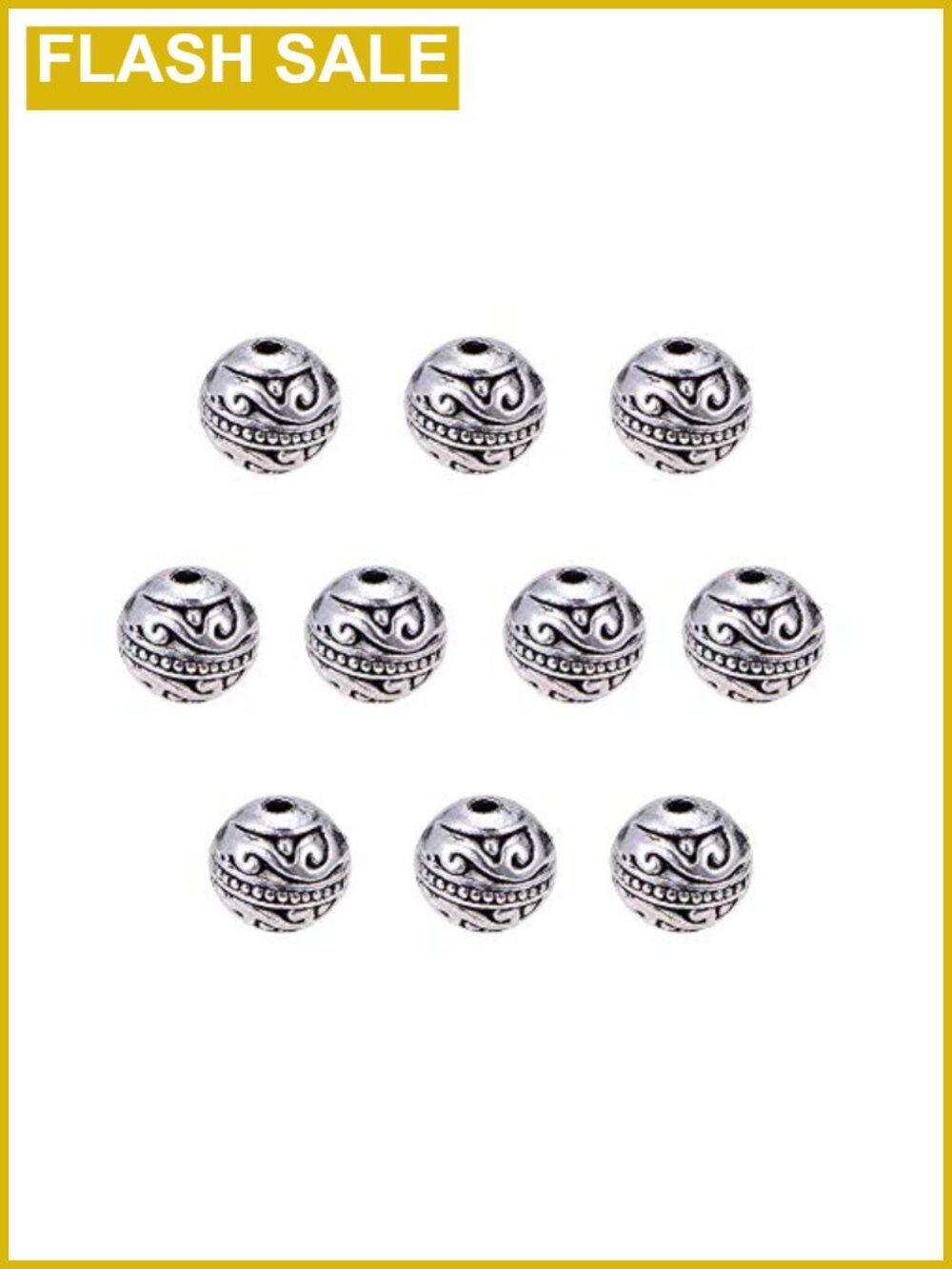 60pcs 8mm Antique Silver Tibetan Alloy Loose Spacer Beads